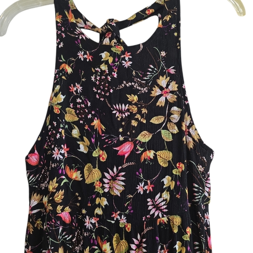 Natural Life HALLE Black Colorful Floral Tiered Skirt Halter Neck Maxi Dress XS - Picture 4 of 9